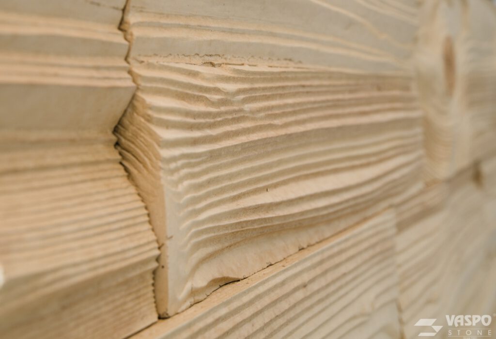Wandverblender als Nachbildung von Holzpaneelen Kiefer Natur aus Betonstein