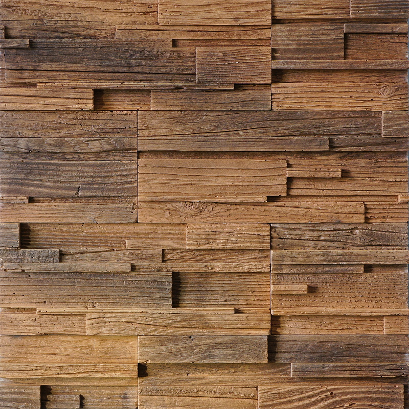 Steinverblender in Holzdesign Woodmosaik in braunen Tönen