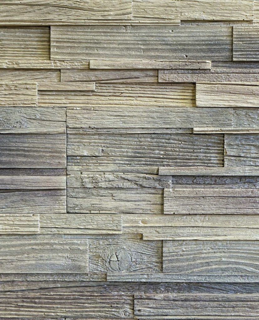 Steinverblender in Holzdesign Woodmosaik in grau-creme