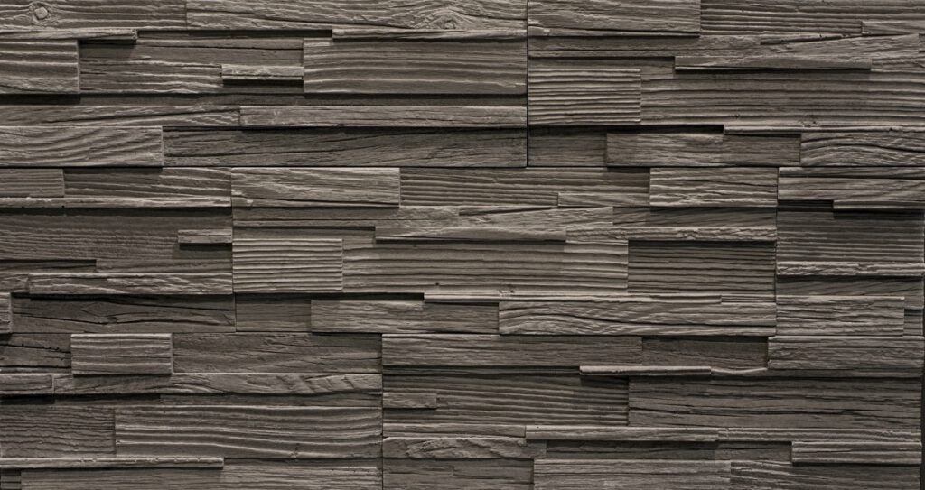 Steinverblender in Holzdesign Woodmosaik in anthrazit