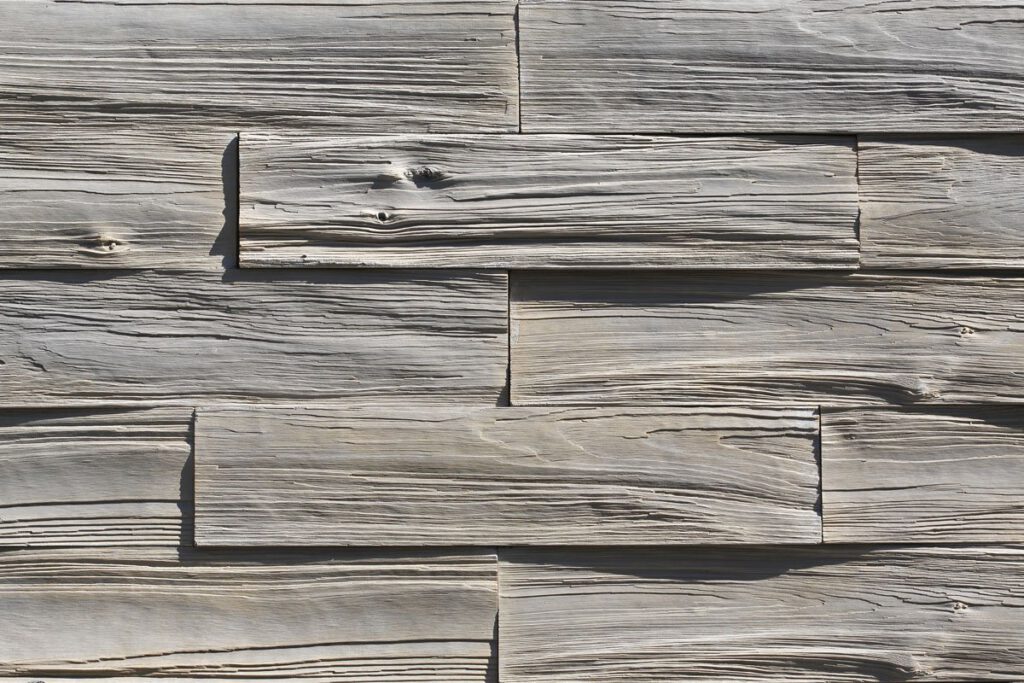 Wandverblender Timber 3 als Holznachbildung in grau-bunt